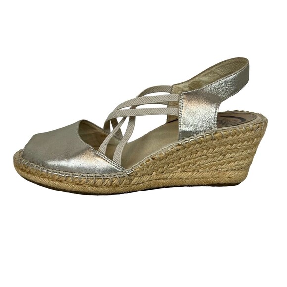Abeo Biosystems Delano Espadrille Women's Size 7N Gold Leather Wedge Sandals - Picture 6 of 14